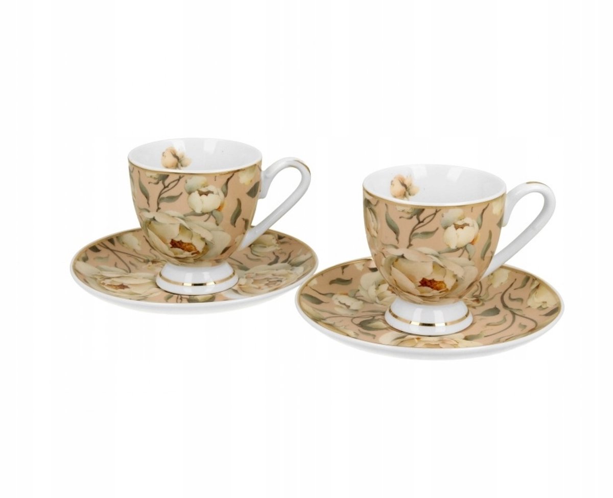 Set van 2 espressokopjes 90 ml Engelse rozencrème