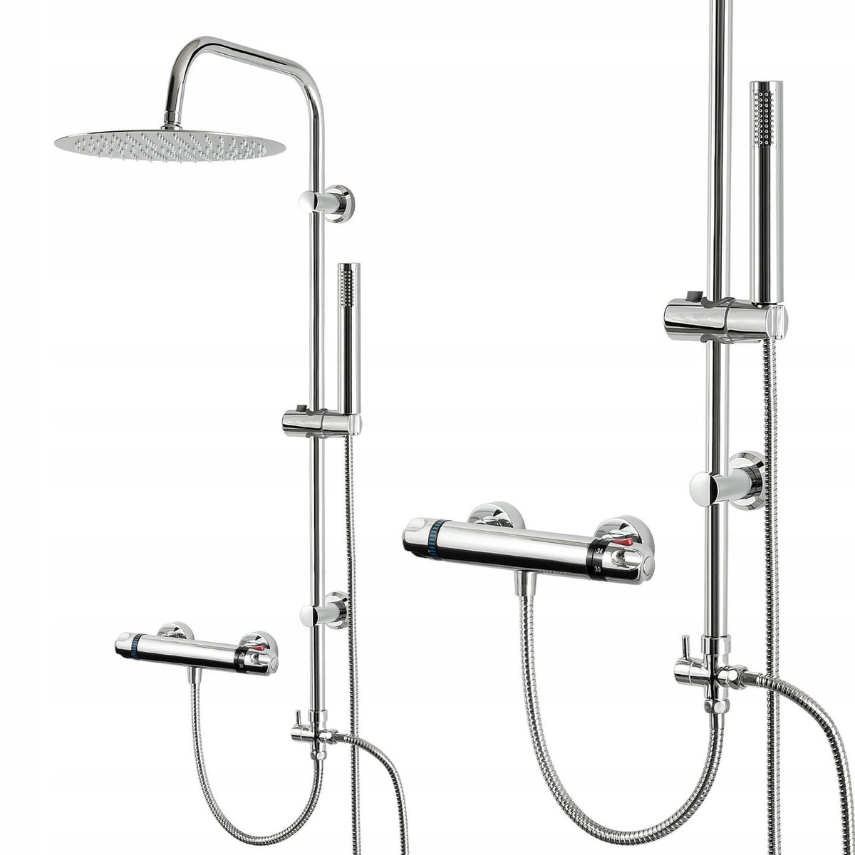 Douchekolom met Thermostaatkraan - Messing & RVS - 2 Functies