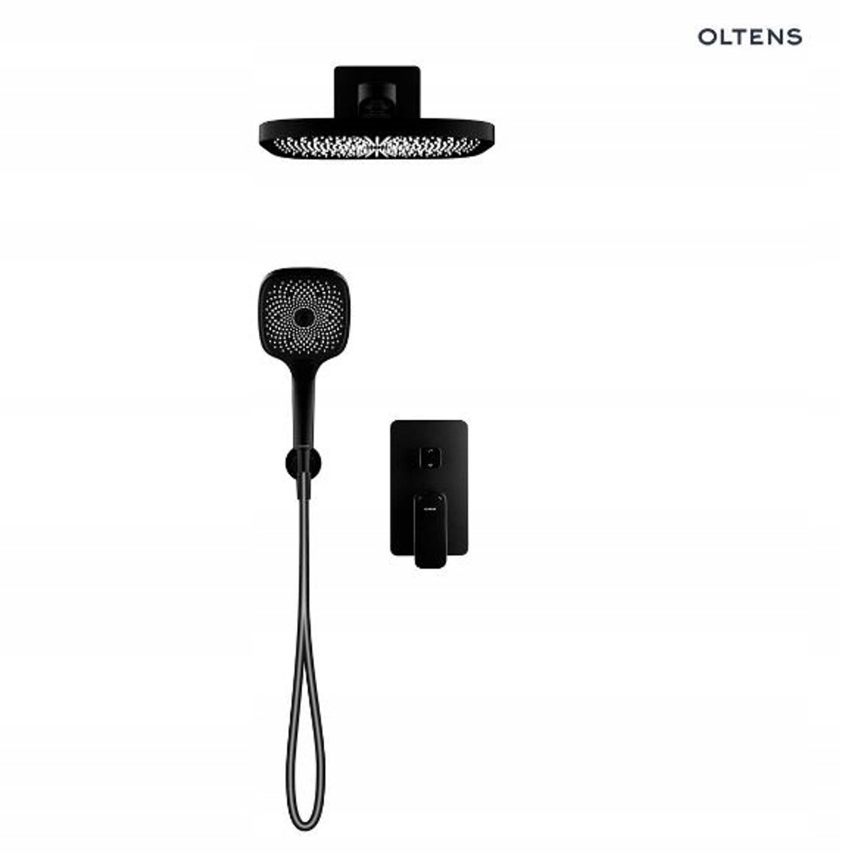 Oltens Hadsel Doucheset Inbouw Zwart Mat met Regendouche 26x26cm