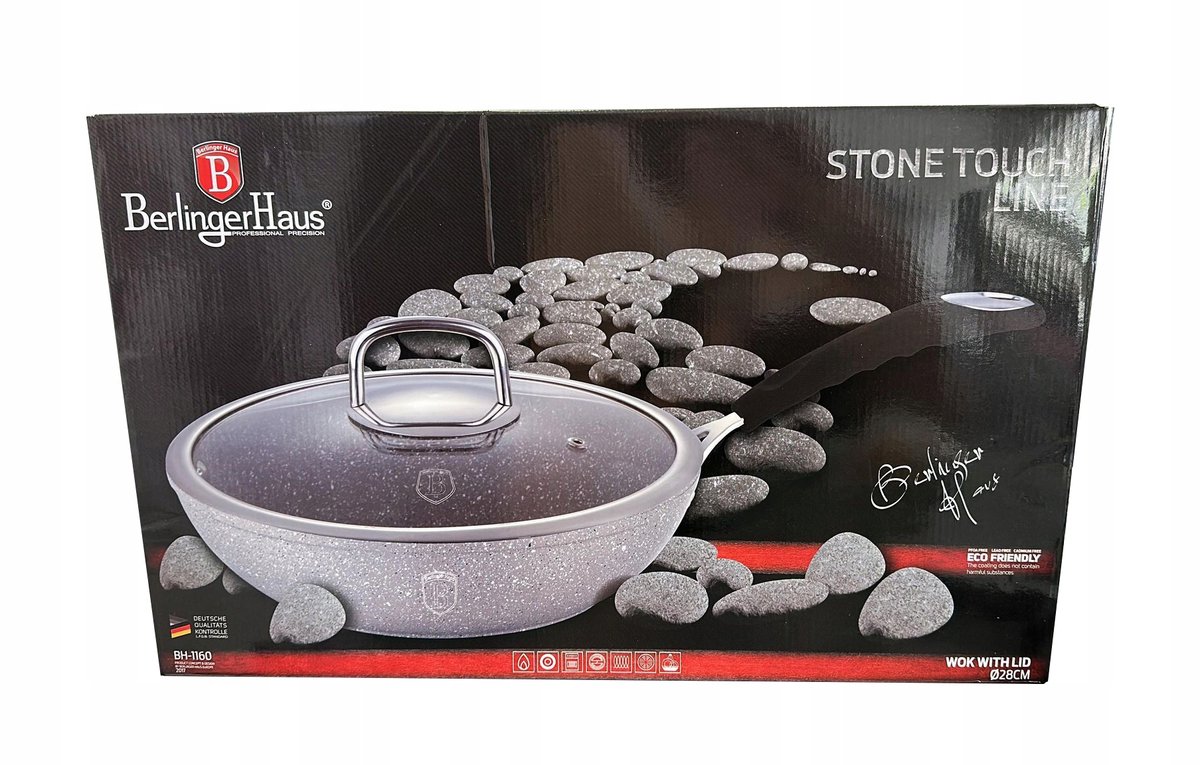 Wokpan 28 cm Stone Touch Line Marmer Coating