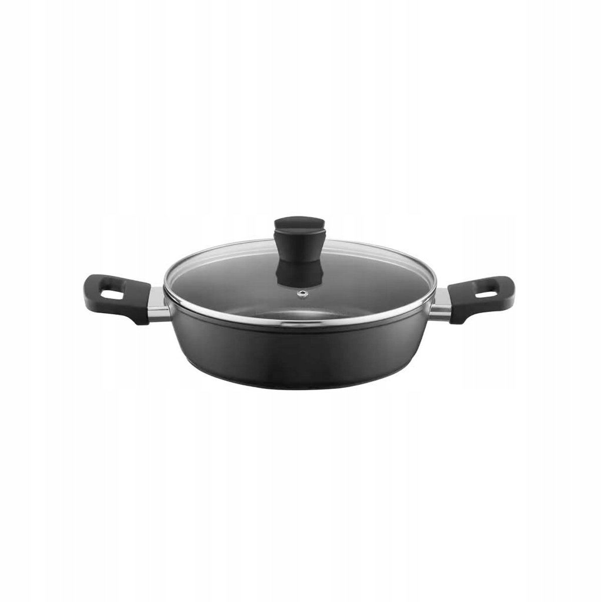 Diepe Koekenpan met Deksel, 24 cm, Qualum Basic Antiaanbaklaag