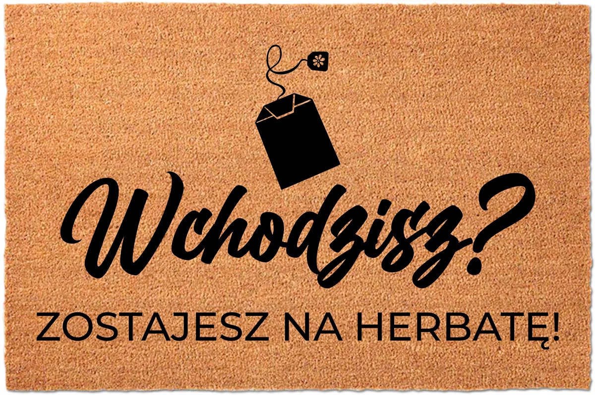 Kokosmat Deurmat Beige 40x60cm - "Coffee Ready!"