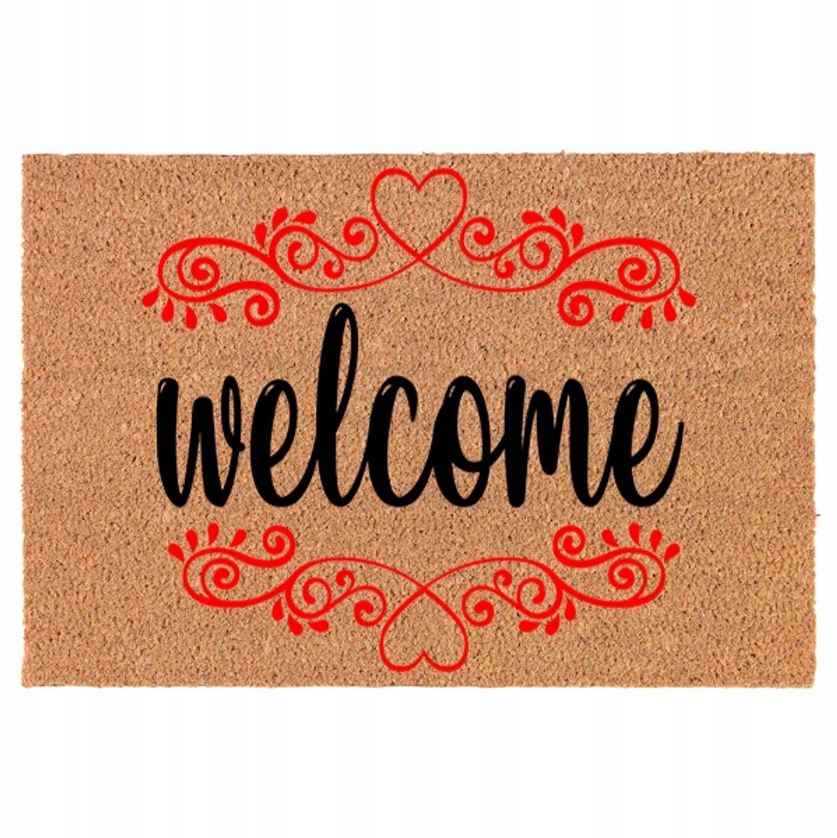 Kokosmat Deurmat WELCOME Hart Ornament - Natuurlijk & Antislip 40x60cm