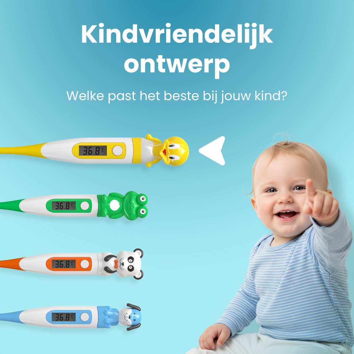 Babydrogist digitale Baby Thermometer met flexibele tip - Rectaal, oksel & oraal - Eend — cadeau in Cadeau-ideeën - foto 8