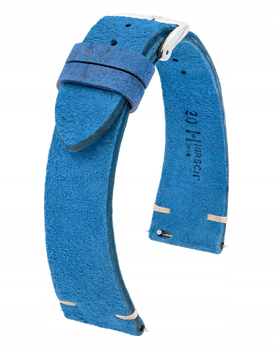 Hirsch Serro Horlogeband Sky Blue 20 mm - Kudu Antilope Leer