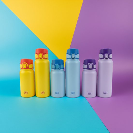 BentOH! RVS Waterfles 350ml Kinderen & Volwassenen - Blauw - Anti-overloop & Lekvrij – Met Eén Hand te Openen – BPA-vrij & Vaatwasserbestendig