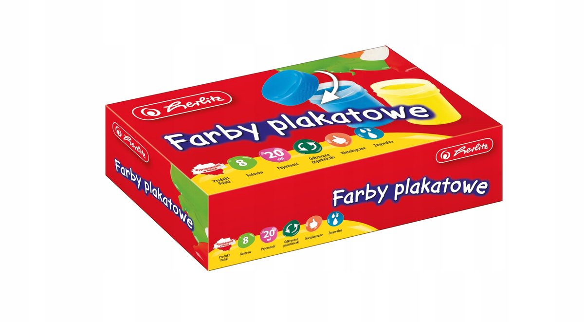 Herlitz Plakkaatverf Set - 8 Kleuren, 20 ml per Potje