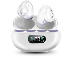 Auralis Halo Open-Ear Oortjes voor Sport – Bone Conduction Headphone - Draadloze Koptelefoon met Microfoon - Oordopjes Draadloos met Microfoon voor Hardlopen & Fitness - Wit