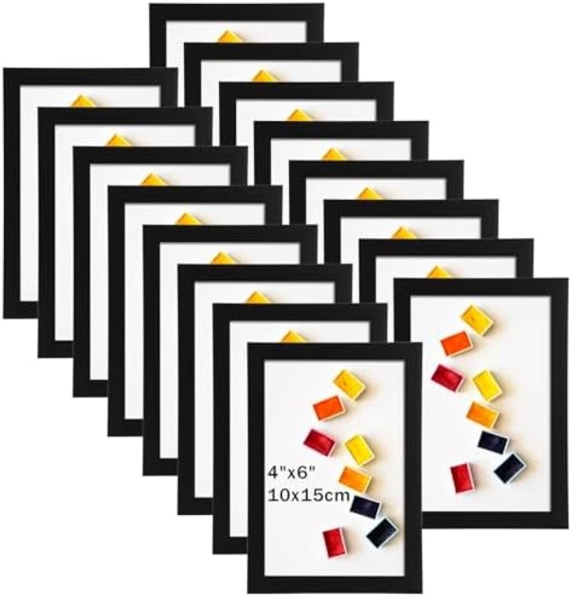 PromoHome Fotolijsten Set - 16 stuks 10x15 cm Zwarte Lijsten voor Foto's en Herinneringen