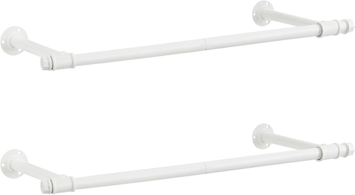 SONGMICS - 2x wandkledingrek - wandstang - set van 2 stuks - kledingrek - wandmontage - 30 x 84 x 7 cm - draagvermogen 60 kg - wolkenwit