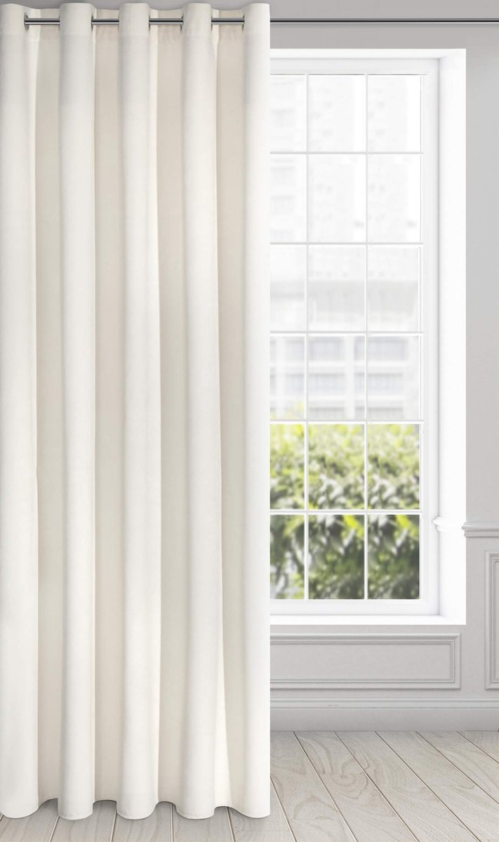 Unyqoos Elegant fluwelen gordijn met oogjes voor stijlvolle interieurinrichting Crème