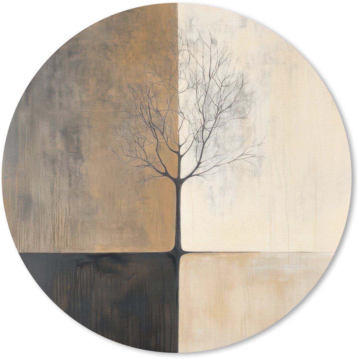 Muismat rond 30x30 cm - Mousepad Boom - Vlakken - Takken - Kleurverloop - Ronde muismatten