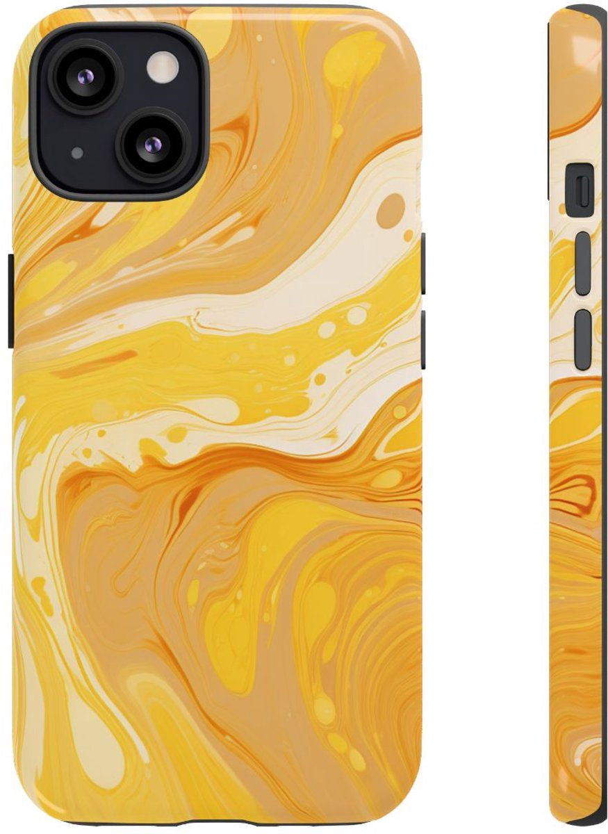 Gouden Gele Abstracte Krullen – Telefoonhoesje Geschikt voor iPhone 13