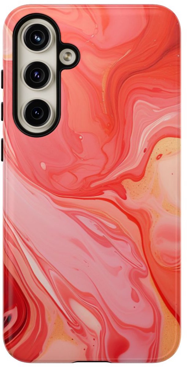 Koraalrode Abstracte Krullen – Telefoonhoesje Geschikt voor Samsung Galaxy S24 Plus