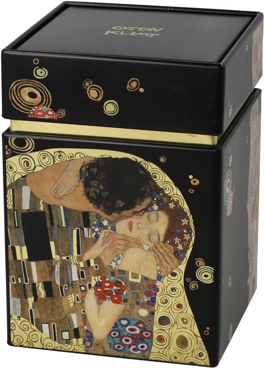 Goebel - Gustav Klimt | Theedoos De Kus | Metaal - 11cm - bewaardoos - 4 stuks
