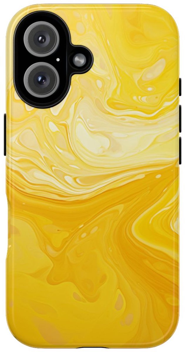 Gouden Gele Abstracte Krullen – Telefoonhoesje Geschikt voor iPhone 16