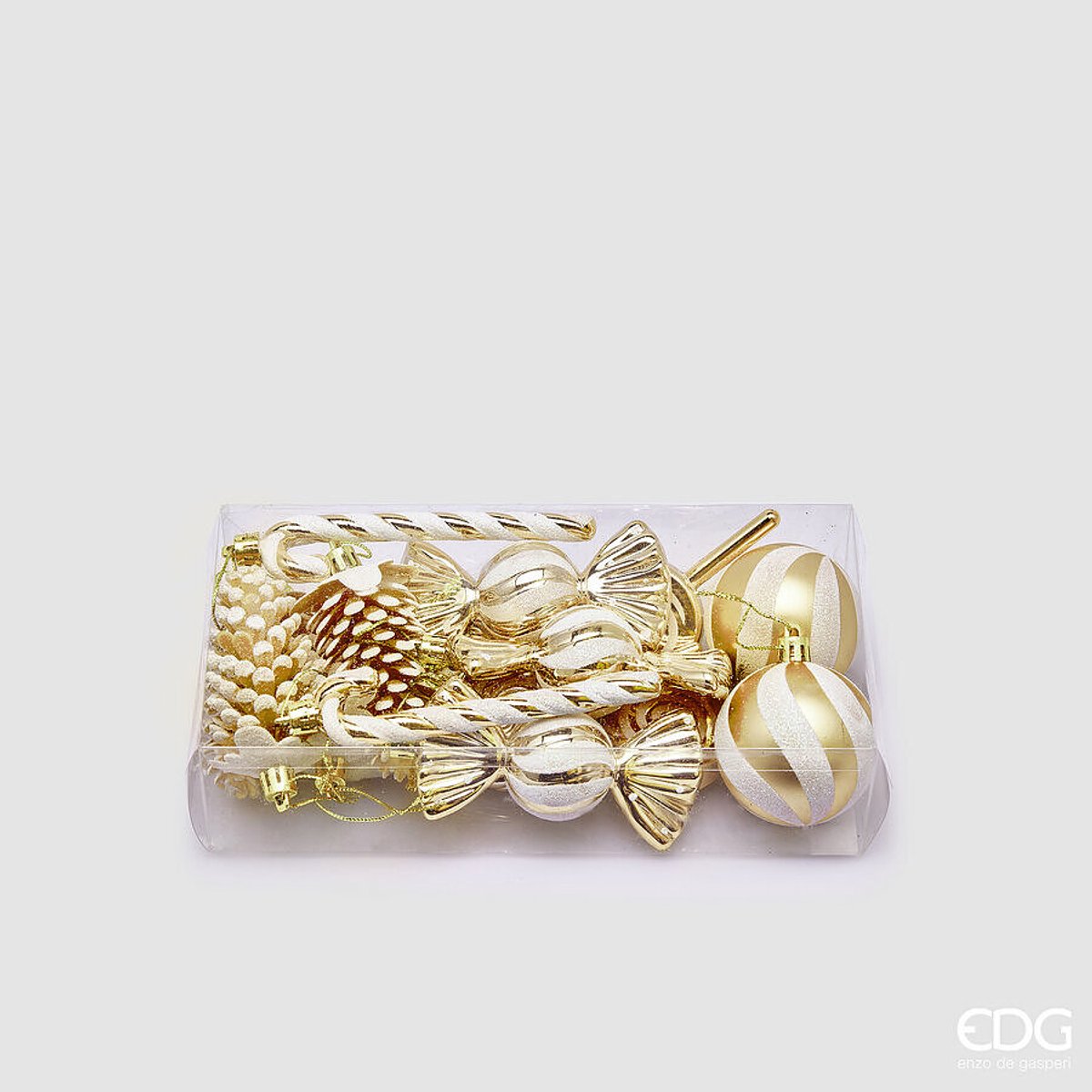 EDG - Enzo De Gasperi - Kerstballen Set Mix – Goudkleurig - 15 stuks - H12 D5 cm