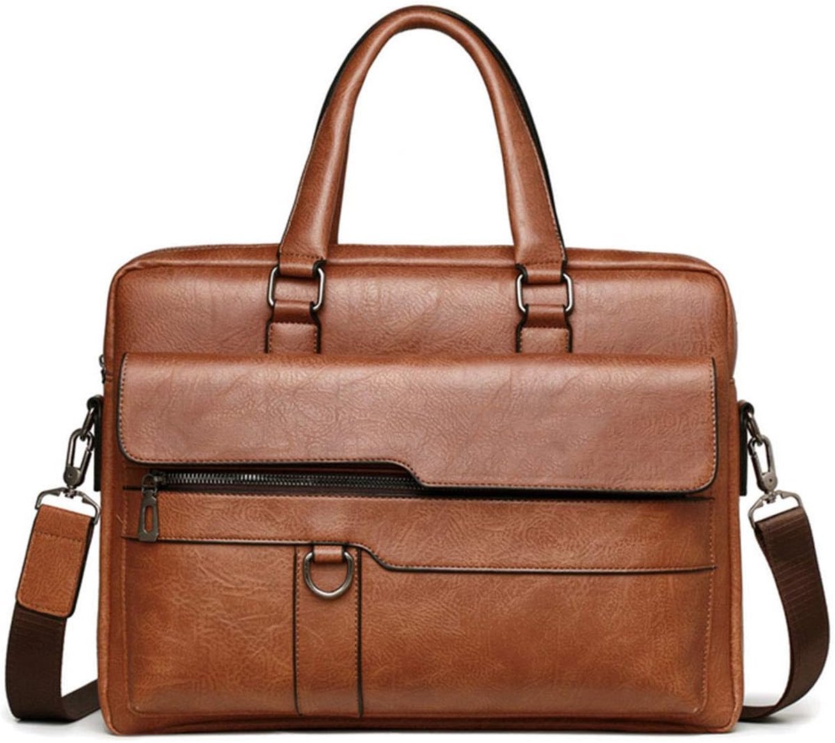 Techidna - Laptoptas 14 inch - Lichtbruin vegan leer - 38 × 30 cm - Waterafstotend - Dames & Heren