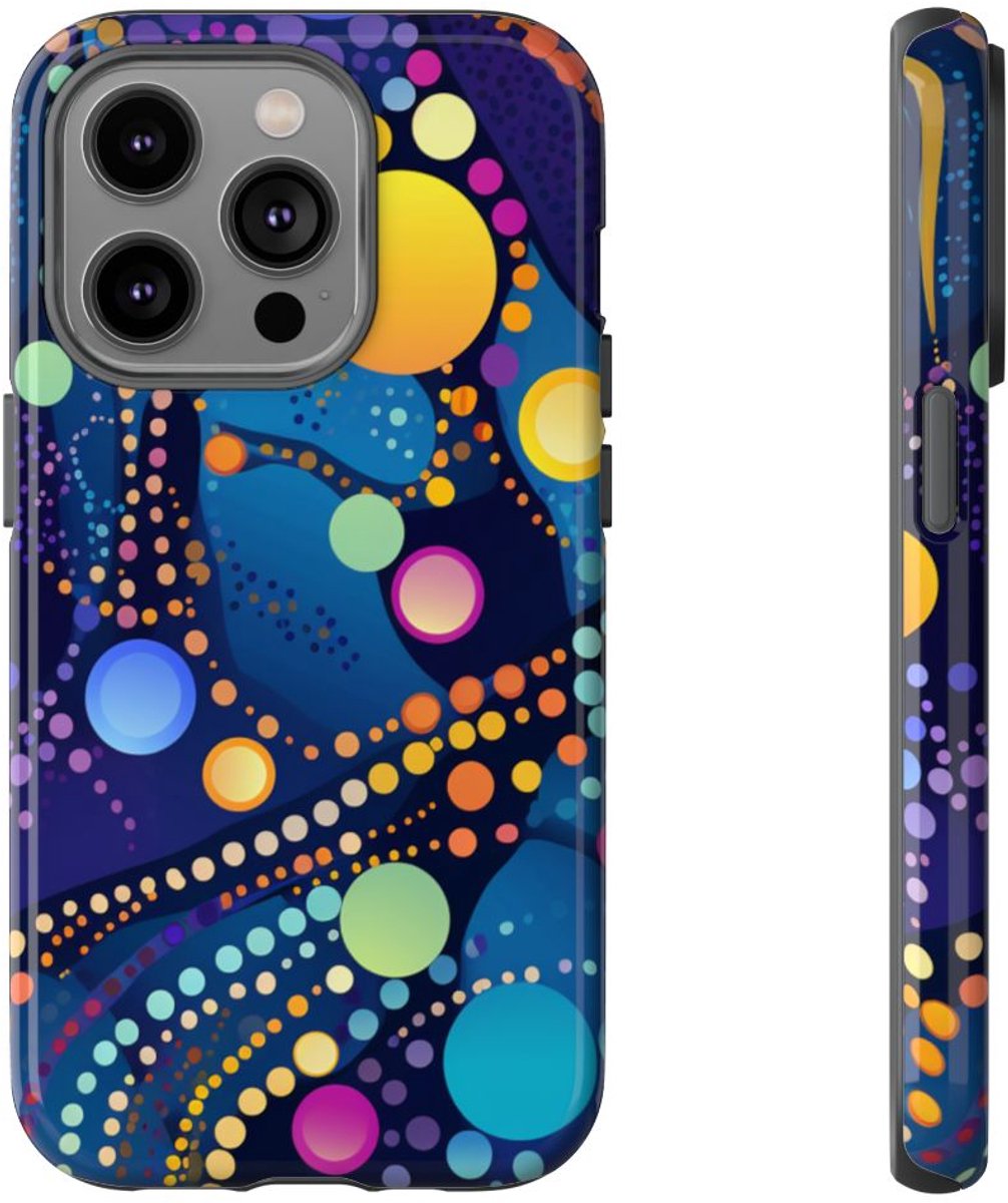 Kleurrijk Abstract Stippenpatroon – Telefoonhoesje Geschikt voor iPhone 14 Pro