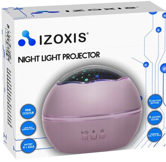 Nachtlampje met projector - Sterren of dolfijnen - roze van Shoppery — afbeelding 4