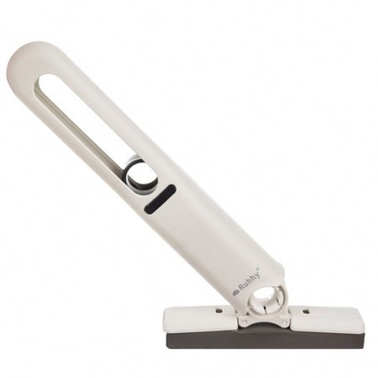 Ruhhy Compacte Mini-Mop – Streeploos Ramen & Spiegels Wassen – Waterinjectiesysteem – 2 Duurzame Klikpads – Ergonomische Handgreep – Wit
