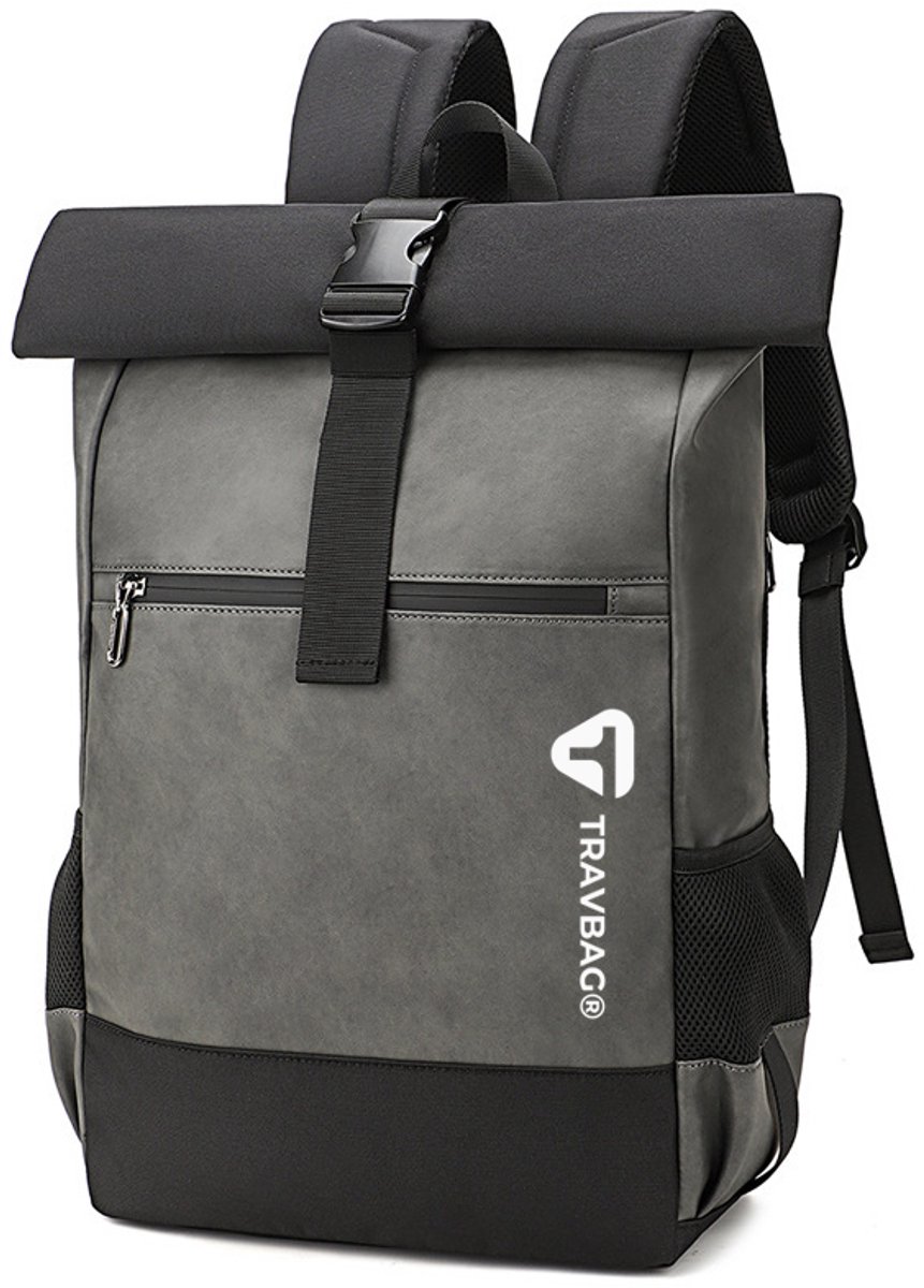 TRAVBAG® METRO - Rolltop - Dames & Heren - Rugzak - Rugtas - Waterafstotend - 20-25L - USB Oplaadpoort - Laptopvak 15.6 inch - Urban Grey - Grijs