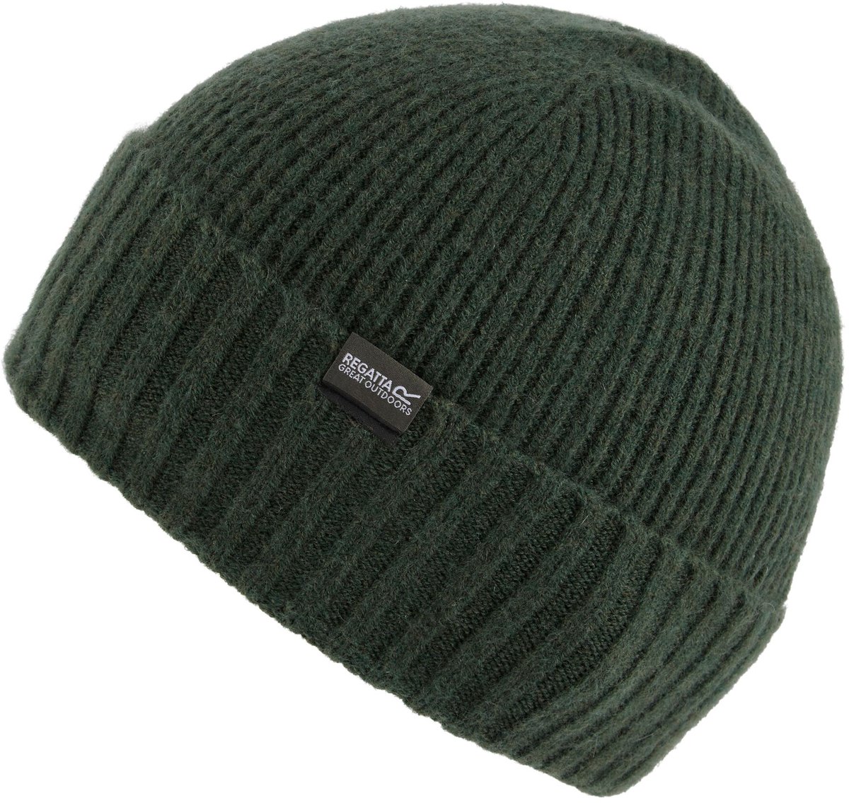 Basic geribde beanie muts voor dames Groen