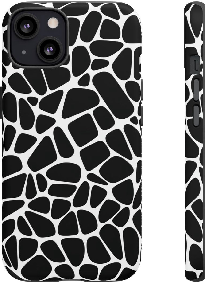 Zwart-Wit Abstract Geometrisch Patroon – Telefoonhoesje Geschikt voor iPhone 13