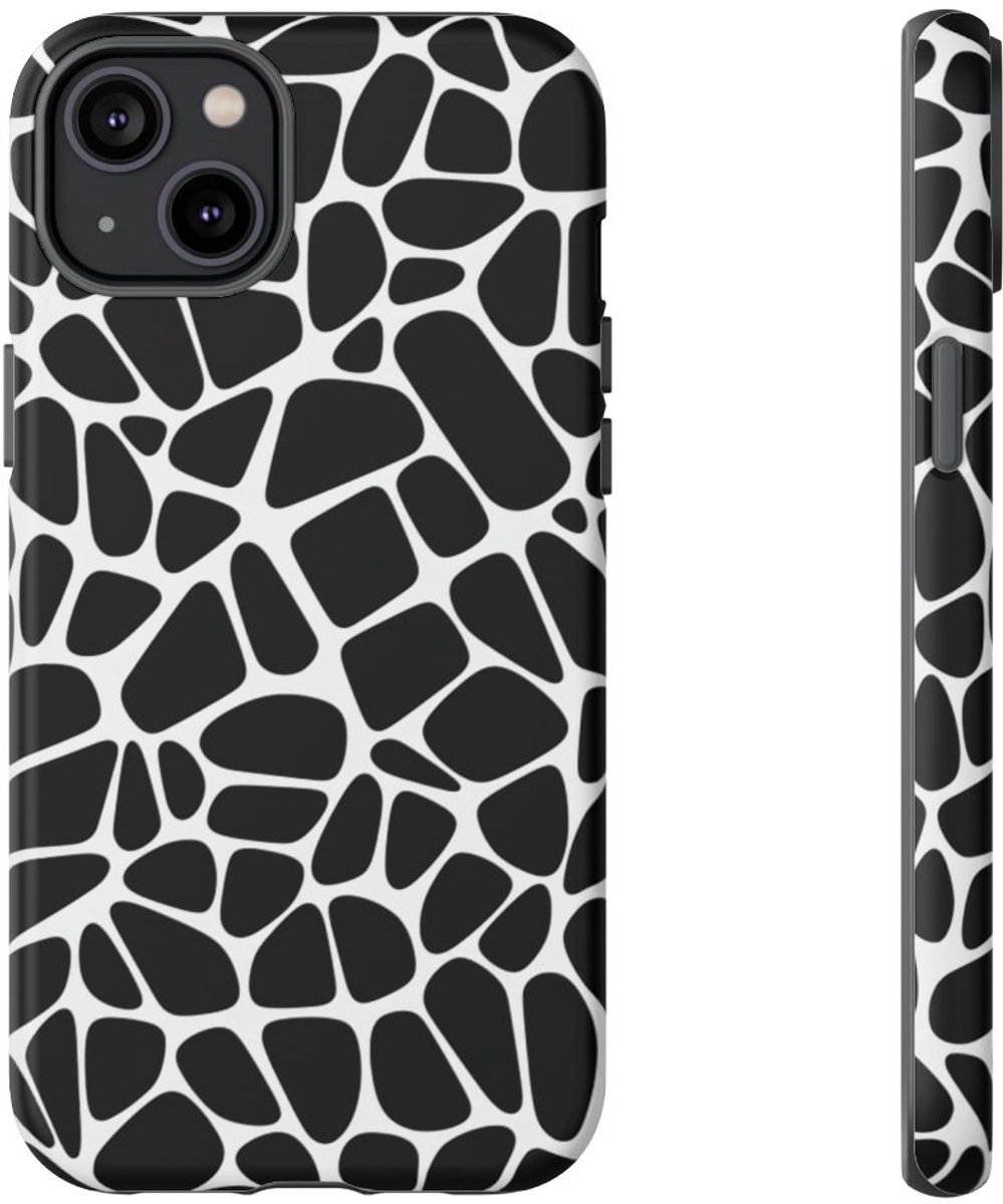Zwart-Wit Abstract Geometrisch Patroon – Telefoonhoesje Geschikt voor iPhone 14 Plus