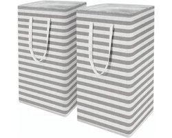 Peysaitr - Opvouwbare Wasmand - 75L Grote Capaciteit - Waterdicht Katoen-Linnen - Met Versterkte Lange Handvatten - 40x30x60cm - 2 Stuks