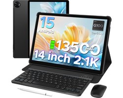 Doogee TAB E3 Max VIP - Tablet - 32 GB RAM + 256 GB ROM /TF 2TB - MTK Helio G100 - 14 inth Ips - Android 15 - 13500mAh - 4G LTE - 5G WLAN - Vier luidsprekers - GPS - Zwart