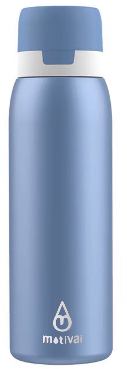 Motivai RVS Waterfles met Filter – 750ML – BPA-vrij & Herbruikbaar – Zuiveringsfles voor Schoon Drinkwater – Dubbelwandige Drinkfles – Blauw