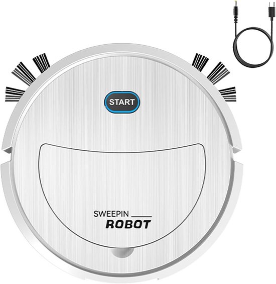 Robotstofzuiger - intelligente stofzuigerrobot - asiutomatische vloerreiniger - stofzuigen - op te laden via USB - wit