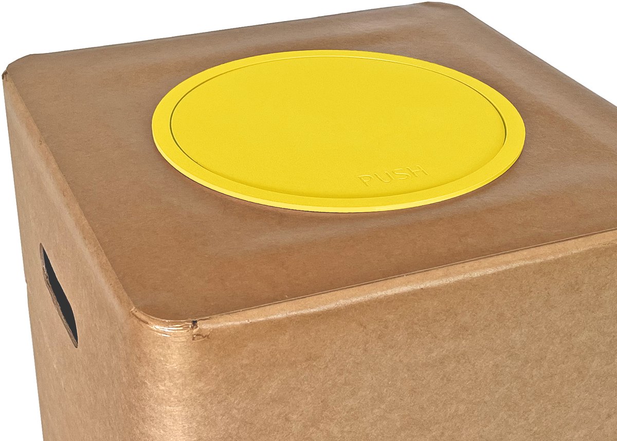Afvalbak Pushdeksel voor Afvalbox – geschikt voor inwerpopening Ø 22 cm – Verwisselbaar – Deksel voor afvalscheiding glas – Geel