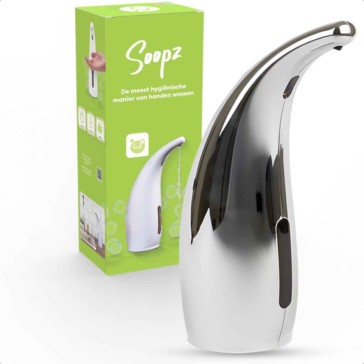 Soopz Automatische Zeepdispenser – Zilver – Silver Shine Classic – Zeeppompje met Bewegingssensor – Handzeep