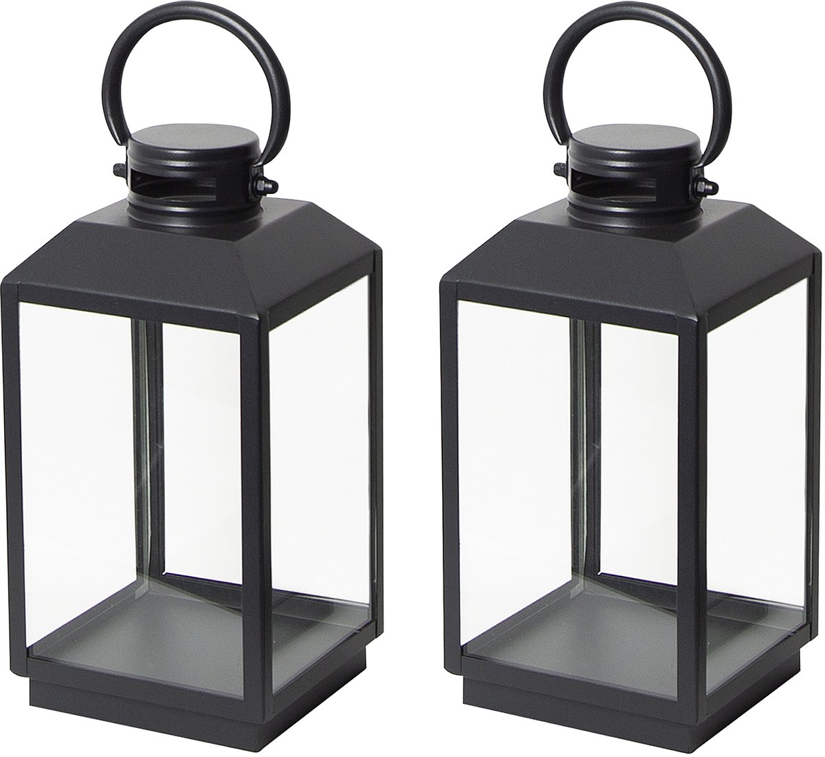 KS Verlichting Set van 2 Newport Windlicht Zwart Small