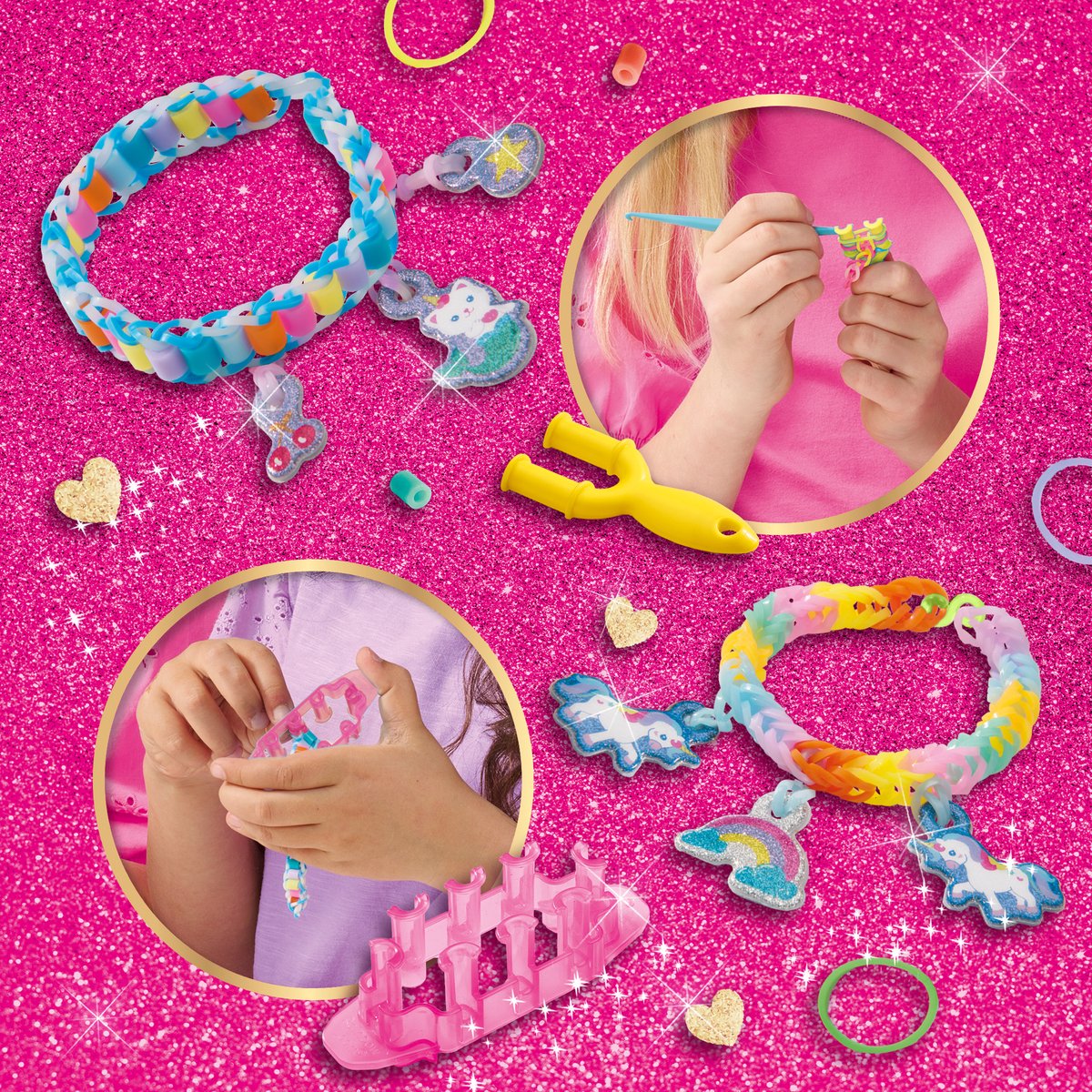 SES Creative Unicorn Loom Bedelarmbandjes - 600 Elastiekjes - Voor Meisjes vanaf 6 Jaar - Armbandjes Maken - Schoencadeautjes Sinterklaas — cadeau in Hobby - foto 4