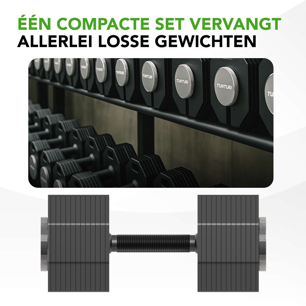 Tunturi Rapid Verstelbare Dumbbell – 53 kg – Verstelbaar van 4 tot 53 kg – 25 gewichten in één – Halterset voor thuisfitness – foto 7
