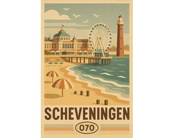 Scheveningen Poster - Steden Posters - Nederland - Tekst - Strand - Vacantie - Wanddecoratie Woonkamer - 180 gram papier - S6666WV - Formaat 50 x 70cm
