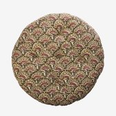 Madam Stoltz - Rond stoelkussen met Indiase print - 45 cm - groen, roze, mosterd