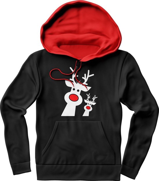 Foute Kersttrui -Buddy's - Rendier - Kerstcadeau - Dames / Heren / Unisex Kleding - Grappige Kerst Outfit - Hoodie - Zwart - maat S