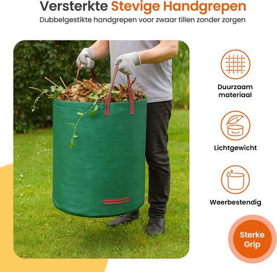 Goliving Tuinafvalzak - Set van 2 - 2x 280 liter - Tuinafvalzakken opvouwbaar - Tuinzak - Tuinafvalemmer - Groen van Goliving — afbeelding 3