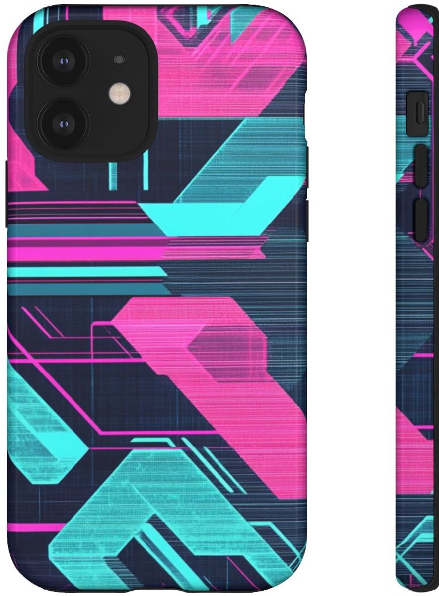 Fel Geometrisch Neonpatroon – Telefoonhoesje Geschikt voor iPhone 12