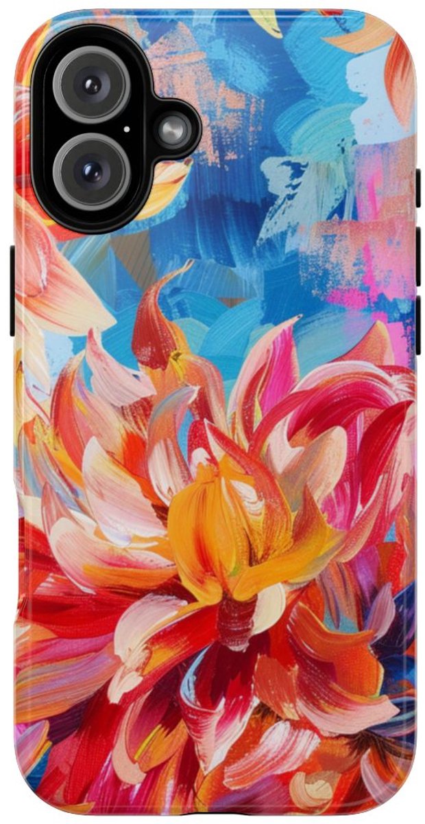 Levendig Abstract Bloemenpatroon – Telefoonhoesje Geschikt voor iPhone 16 Plus