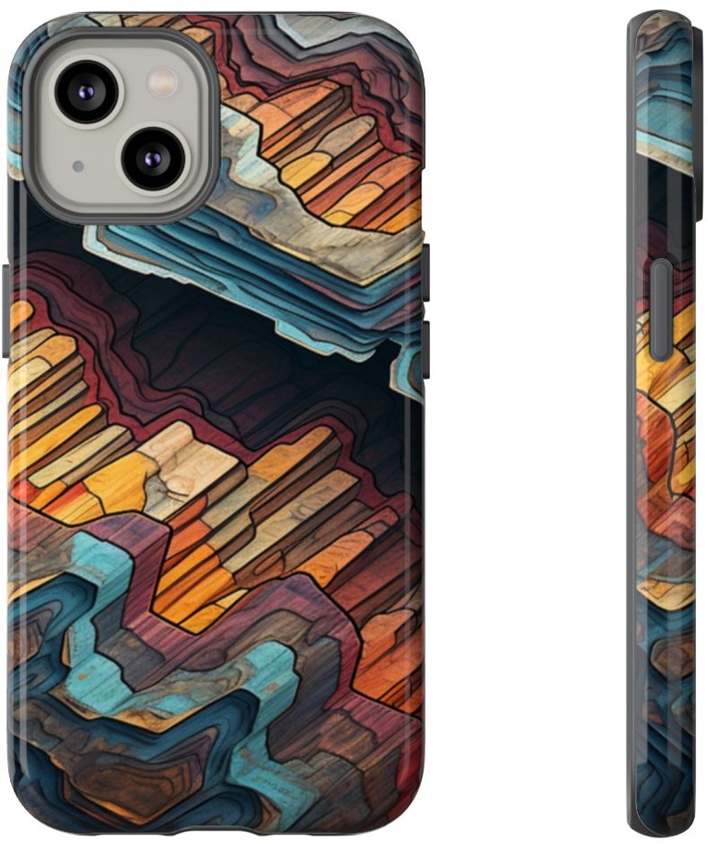 Gelaagd Abstract Geodepatroon – Telefoonhoesje Geschikt voor iPhone 14