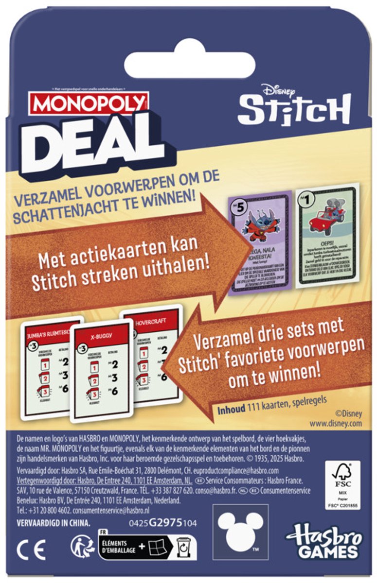 Monopoly Deal: Disney Stitch-editie, kaartspel, officieel gelicentieerd Disney-spel, kinderen van 8+ — afbeelding 4