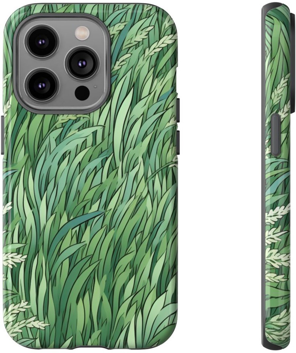 Weelderig Groen Graspatroon – Telefoonhoesje Geschikt voor iPhone 14 Pro