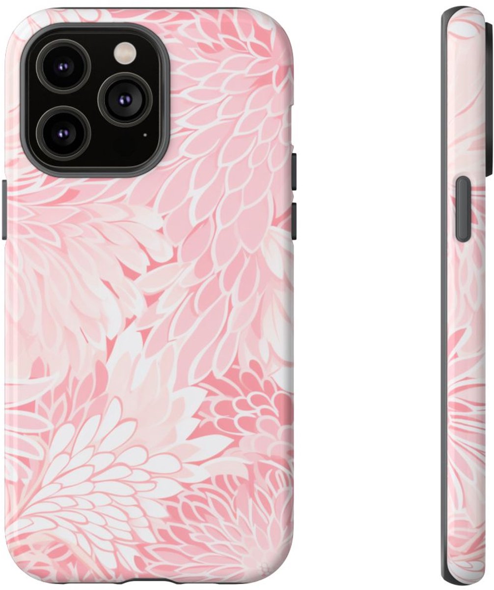 Lichtroze Bloemenpatroon – Telefoonhoesje Geschikt voor iPhone 14 Pro Max