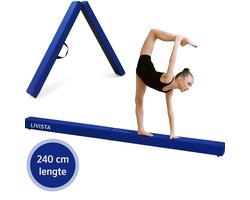 Livista Turnbalk - Voor thuis - Evenwichtsbalk - Balanstrainer - Balans speelgoed - Blauw- 240 cm - Incl. draagtas - Thuis Turnen