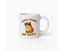 Don't Worry Be Capy Mok 330 ml – Grappige Capibara Koffiebeker met Coole Print – Leuk Dierencadeau voor Capy Fans